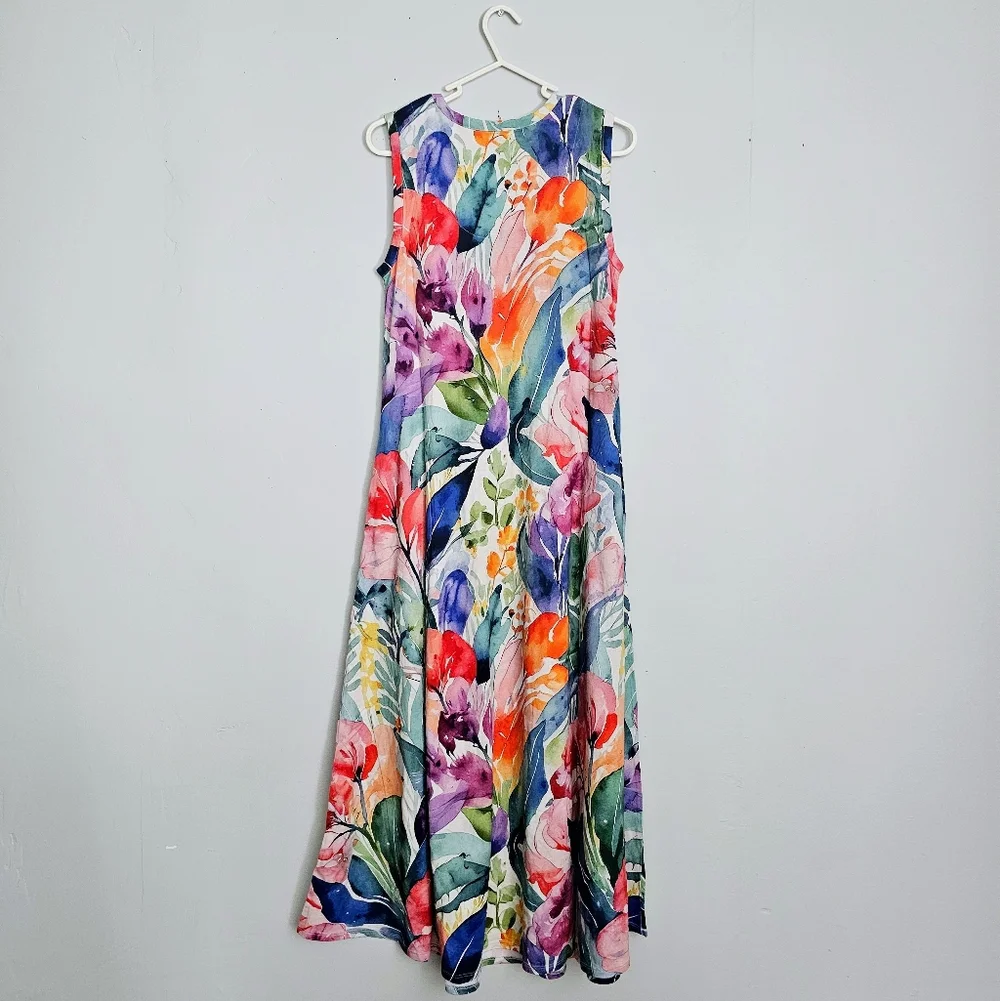 NWOT Soft Surroundings Watercolor Maxi Dress - Picture 5 of 7